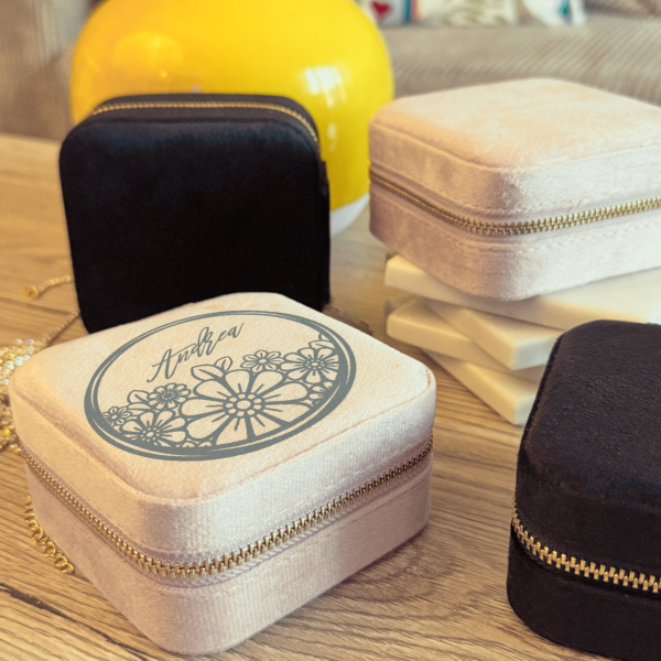 Montmartre Custom Velvet Jewelry Box with Mirror – Elegant Travel Organizer - Image 2