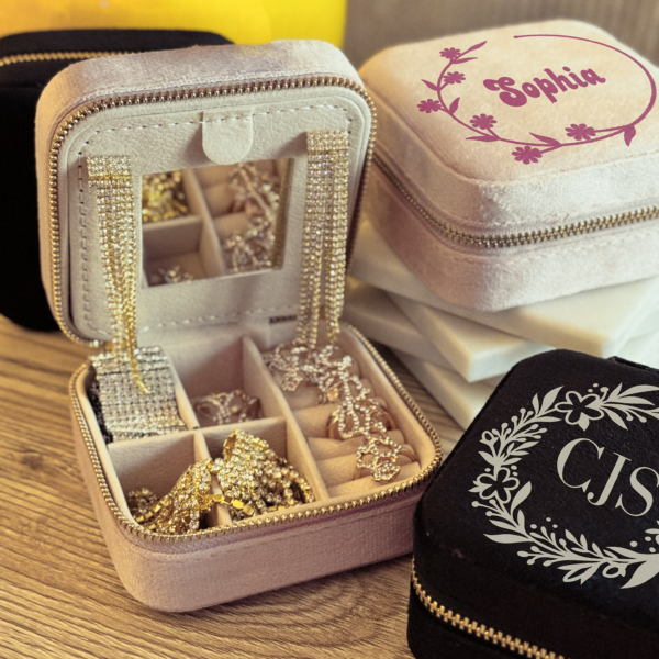Montmartre Custom Velvet Jewelry Box with Mirror – Elegant Travel Organizer - Image 7