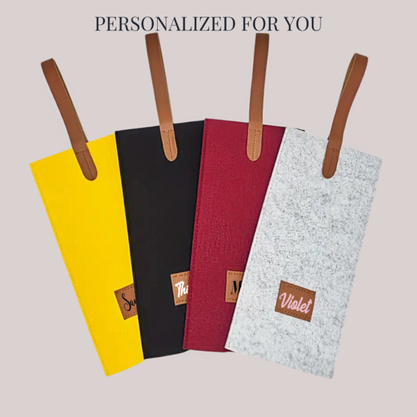Personalized Felt Bottle Carrier - Custom Wine & Champagne Tote Bag - Image 5