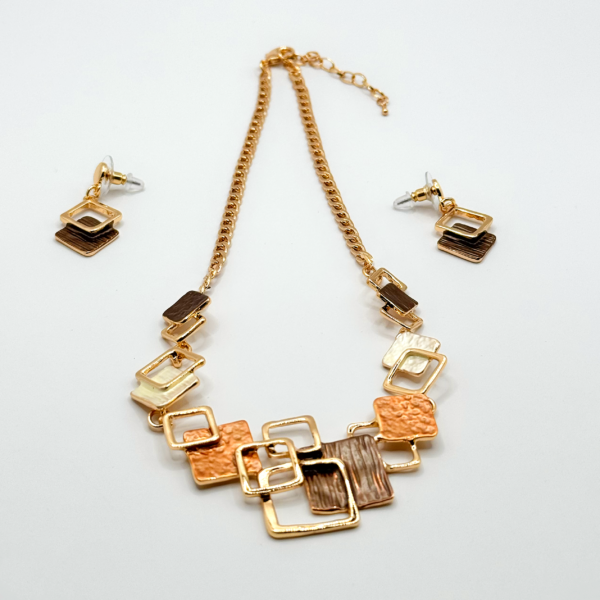 Audrey Set Necklace & Earrings – Geometric Boho Jewelry Inspired by Paris - Image 3
