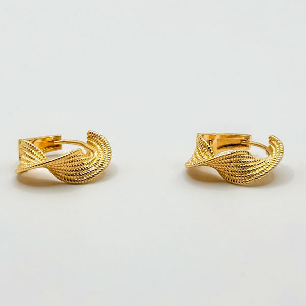 Camille Woven Wave Earrings - Elegant Wedding & Daily Wear Hoop - Image 3