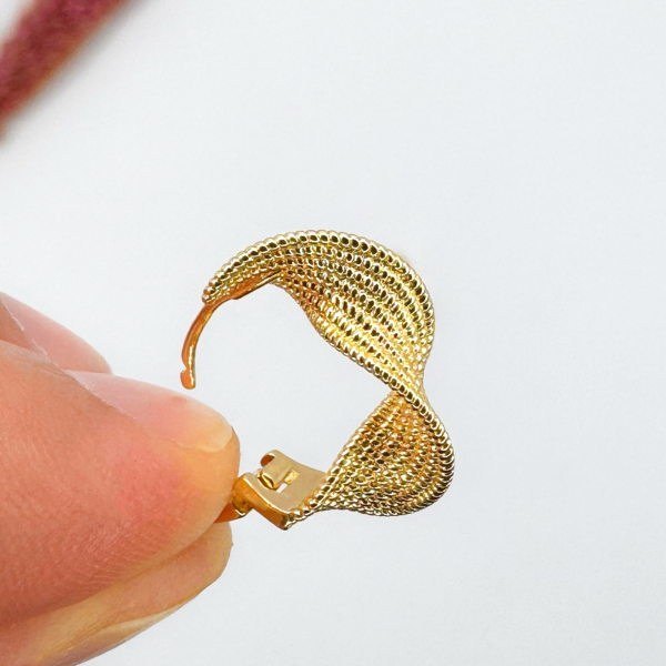 Camille Woven Wave Earrings - Elegant Wedding & Daily Wear Hoop - Image 9