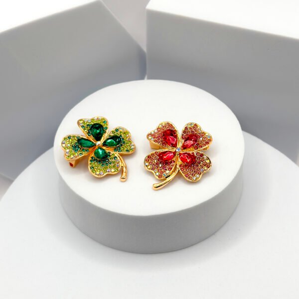 Four Leaf Clover Brooch – Elegant Rhinestone Pin for Her - Image 5