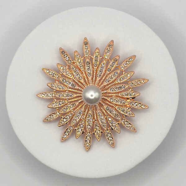 Flower Brooch – Elegant Pearl & Rhinestones Pin for Weddings, Gifts, and Special Occasions - Image 3