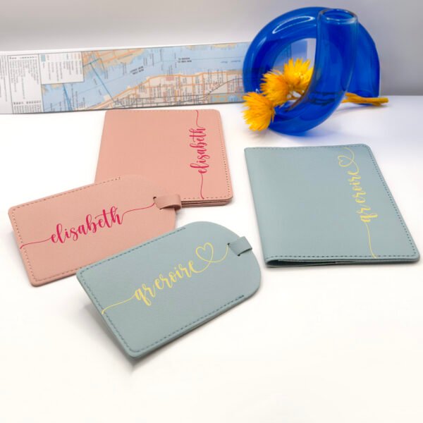 Travel Gift Set – Personalized Passport Holder and Luggage Tag for Bridesmaids and Couples - Image 16