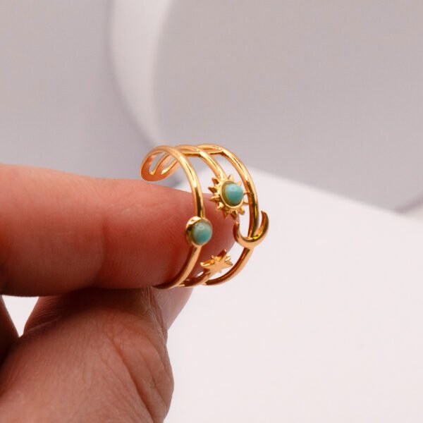 Boho Star Moon Ring – Gold Stainless Steel Celestial Jewelry for Women - Image 4