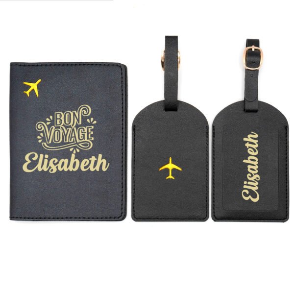 Personalized Passport Cover Set with Luggage Tag – Elegant Custom Gift for Couples & Travelers - Image 7
