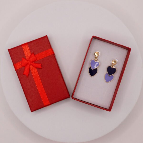 Heart Dangle Earrings – Double Enamel Hearts in 18K Gold Plated Sterling Silver - Image 4