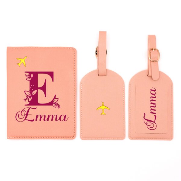 Personalized Passport Cover Set with Luggage Tag – Elegant Custom Gift for Couples & Travelers - Image 2