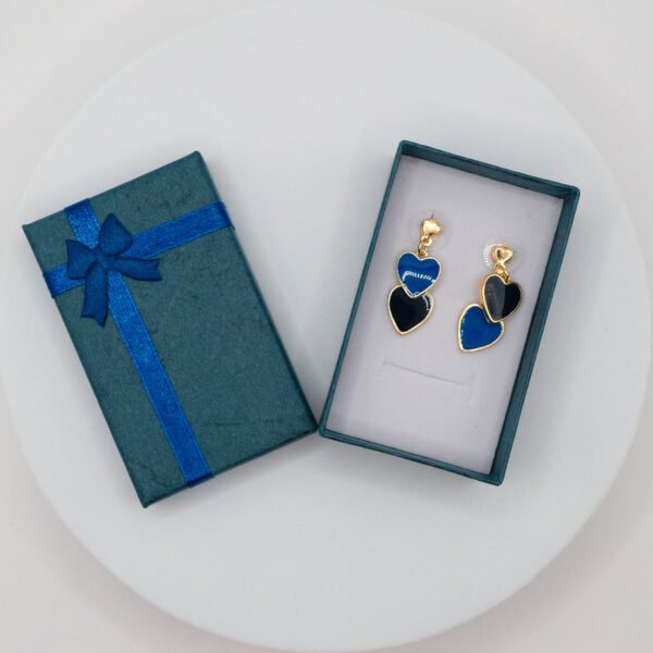 Heart Dangle Earrings – Double Enamel Hearts in 18K Gold Plated Sterling Silver - Image 5