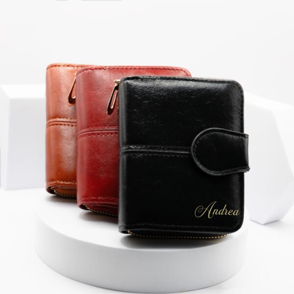 Vintage Wallet – Personalized Eco Leather Bi-Fold Wallet with Zipper - Image 7