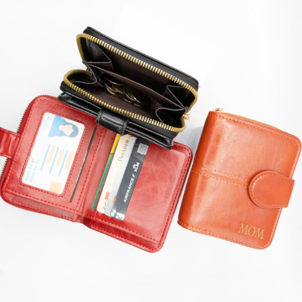Vintage Wallet – Personalized Eco Leather Bi-Fold Wallet with Zipper - Image 6