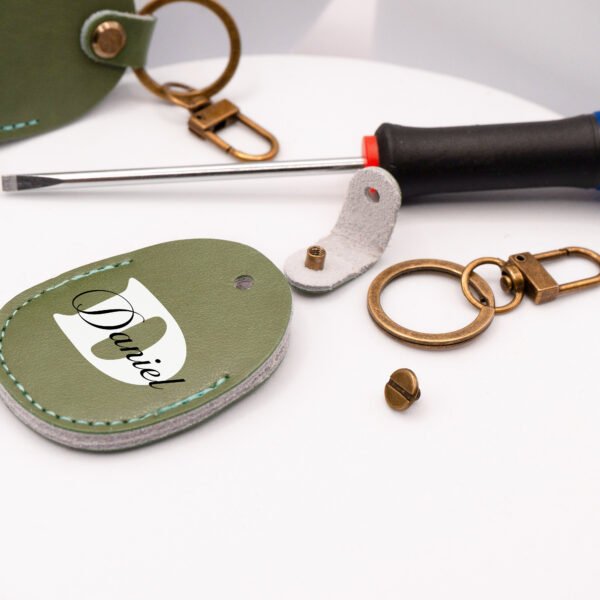 Leather AirTag Keychain – Personalized Genuine Leather Tracker Holder - Image 8