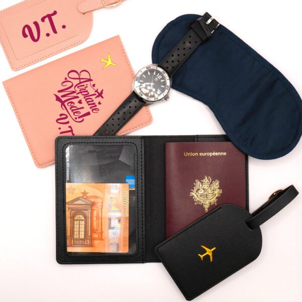 Personalized Passport Cover Set with Luggage Tag – Elegant Custom Gift for Couples & Travelers - Image 8